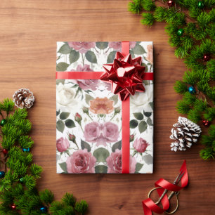 Watercolorrozen met een zachte romantische gloed cadeaupapier