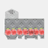 Watercolorrozen Zwart Witte Strepen Derby Tent Bedankdoosjes (Uitgevouwen)