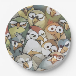 Watercolors cartoon of a bunch of goofy but grumpy papieren bordje