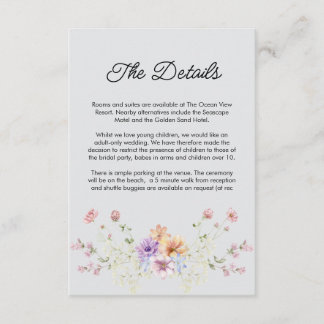 watercolors Modern Botanical summer Wedding Informatiekaartje