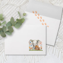 Watercolorsafari-envelop | Olifant Aap Leeuw