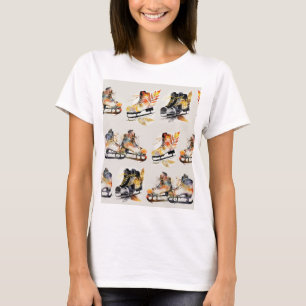 Watercolorschaatsen met herfstbladerenpatroon t-shirt