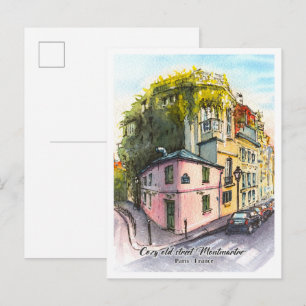 Watercolorschets Montmartre Parijs Frankrijk Briefkaart