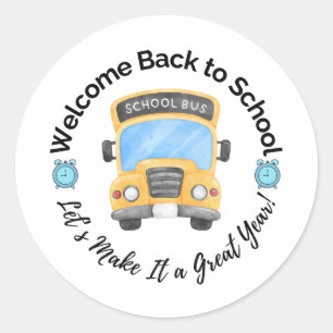 Watercolorschoolbussticker Ronde Sticker