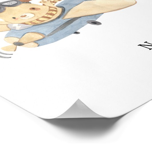 Watercolour Airplane Name Poster (Coin)