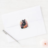 Watercolour Black Cat Vierkante Sticker (Envelop)