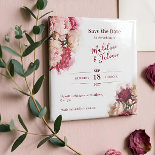 Watercolour Bloemen   Pioen Opslagmagneet Magneet