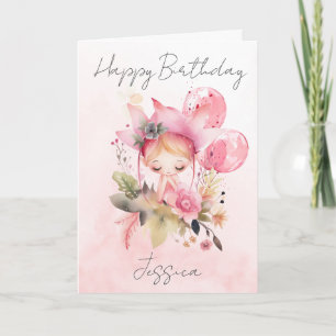 Watercolour Bloemenfee Verjaardagskaart Kaart
