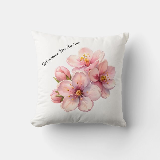 Watercolour Blossoms Spring Custom Pillow Cover  Kussen (Voorkant)