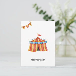 Watercolour Circus Tent Carnival Happy Birthday Briefkaart