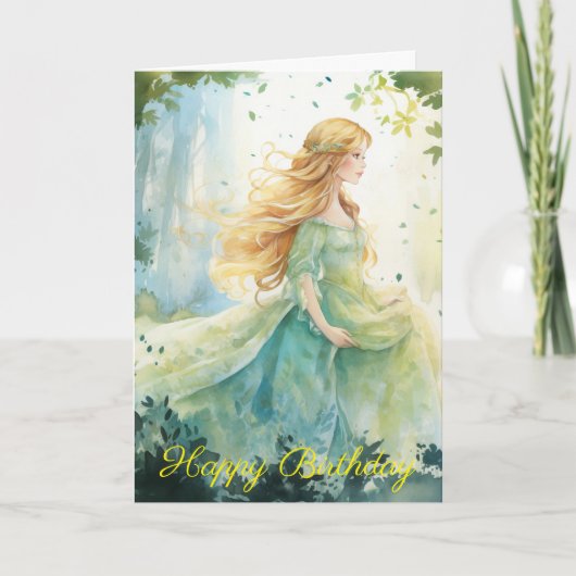 Watercolour Forest Princess Kaart (Voorkant)