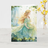 Watercolour Forest Princess Kaart (Gele Bloem)