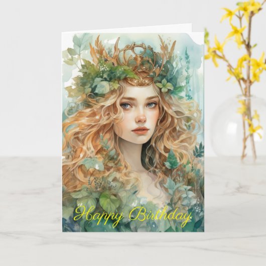 Watercolour Forest Princess Kaart (Gele Bloem)