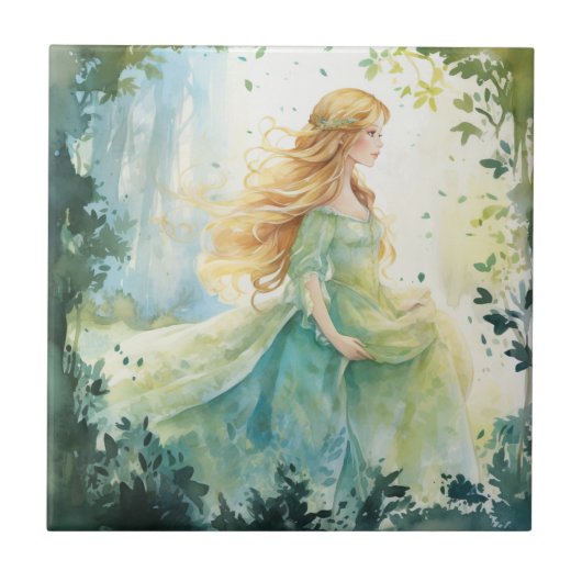 Watercolour Forest Princess Tegeltje (Voorkant)