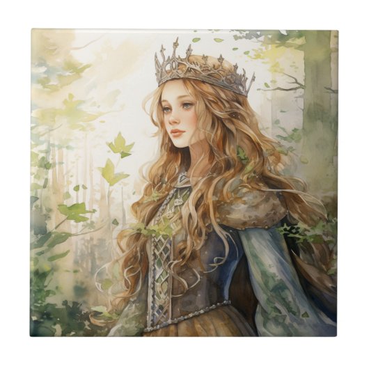 Watercolour Forest Princess Tegeltje (Voorkant)