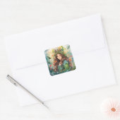 Watercolour Forest Princess Vierkante Sticker (Envelop)