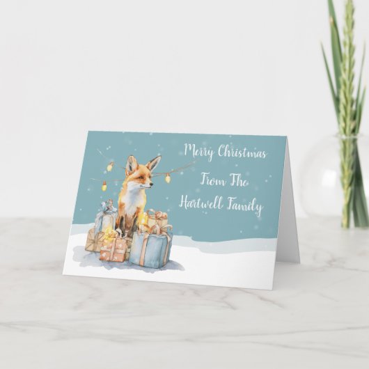 Watercolour Fox  Feestdagen Kaart (Voorkant)