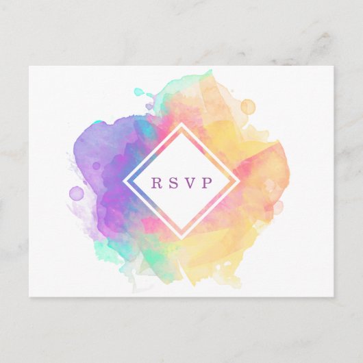 Watercolour Fun RSPV Aankondigingskaart (Voorkant)