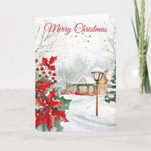 Watercolour Kersttuin Feestdagen Kaart