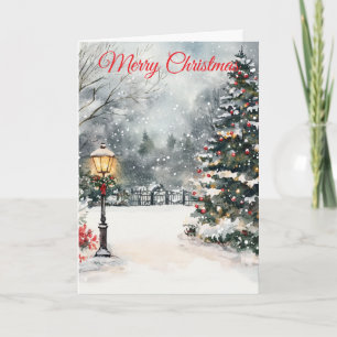 Watercolour Kersttuin Feestdagen Kaart