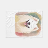 Watercolour Samojed Hondensticker1 Fleece Deken (Voorkant (Horizontaal))
