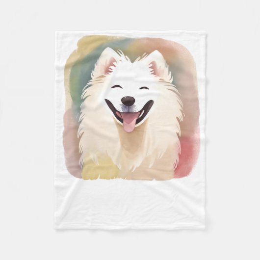 Watercolour Samojed Hondensticker1 Fleece Deken (Voorkant)