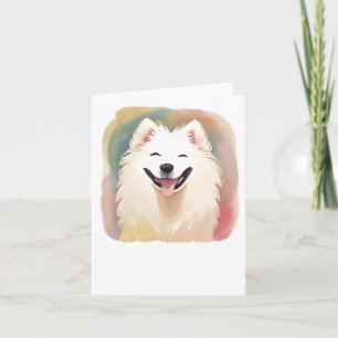 Watercolour Samojeed Hondensticker1 Kaart