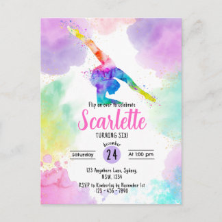 Watercolour Turnen uitnodigingskaart Briefkaart