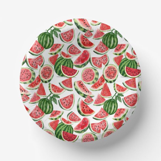 Watercolour Watermelon Paper Bowls – Summer Party Papieren Kommen (Voorkant)