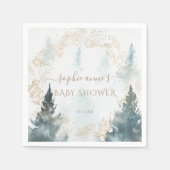 Watercolour Winter Landschap Gouden Baby Shower Servet (Voorkant)