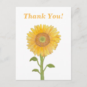 Watercolour Zonnebloem Bedankkaartjes Briefkaart