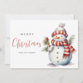 Watercor Sneeuwmannen Vrolijk Kerstfeest Moderne v Kaart (Voorkant)