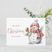 Watercor Sneeuwmannen Vrolijk Kerstfeest Moderne v Kaart (Staand voorkant)