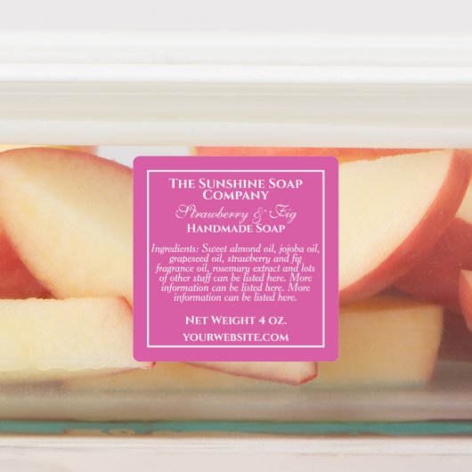 Waterdicht eenvoudig roze, witte zeep etiket voor labels (Aangebracht)