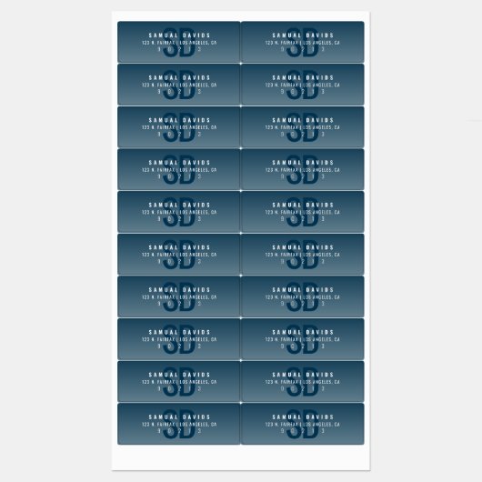 Waterdicht Modern Vet Blauw Ombre Adres Labels (Vel)