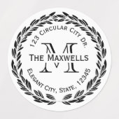 Waterdichte Adresetiketten Custom Monogram Rond Labels (Design 1)