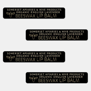 Waterdichte bijenwas Lip Balm Label Gold Bee Black