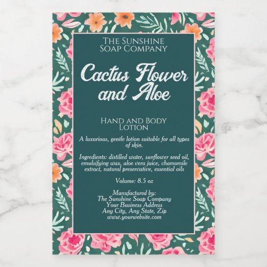 Waterdichte floral cosmetica verpakkingslabel voedselcontainer etiket (Enkel label)