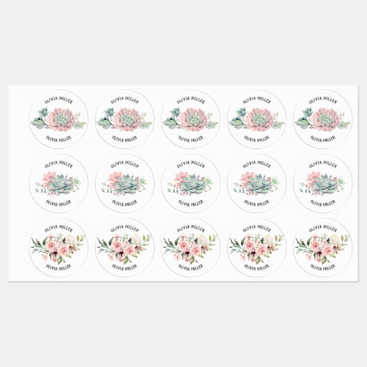 Waterdichte florale roos succulente-naamlabels labels (Vel)