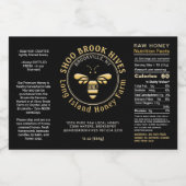 Waterdichte Honey Bee Hex Jar Label Voedingsfeiten Sparkling Wijnetiket (Enkel label)