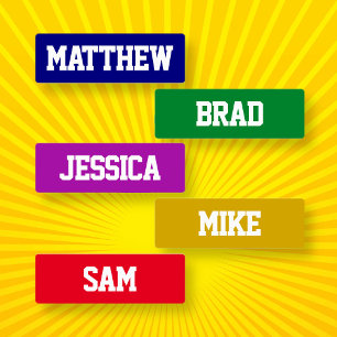 Waterdichte Namen Wit op Veelvoudige Kleuren Labels