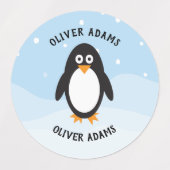 Waterdichte pinguïn labels voor schoolkamp kindero (Design 2)