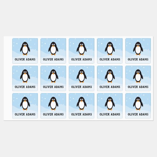 Waterdichte pinguïn labels voor schoolkamp kindero (Vel)