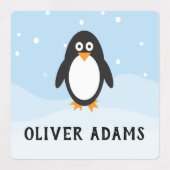 Waterdichte pinguïn labels voor schoolkamp kindero (Design 2)