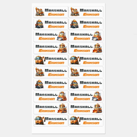 Waterdichte Schattigee constructie naam labels (Vel)