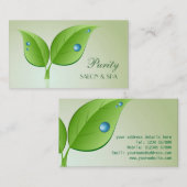 Waterdrops sur le carte de visite de feuille (Devant / Derrière)