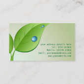 Waterdrops sur le carte de visite de feuille (Dos)