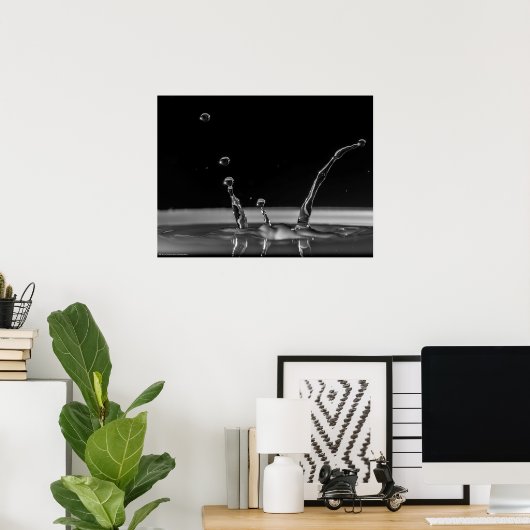 Waterdruppelbotsing in zwart-wit poster (Thuiskantoor)