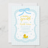 Waterdruppels Gingham Jongen Baby Sprinkle Kaart (Voorkant)