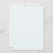 Waterdruppels Gingham Jongen Baby Sprinkle Kaart (Achterkant)